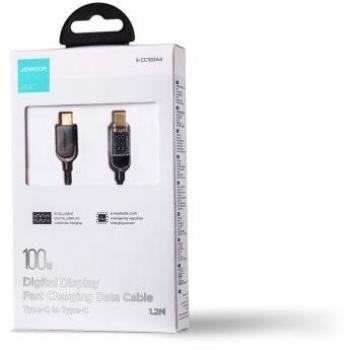 Cable de datos USB-C a USB-C Joyroom 100W con pantalla digital, 1.2m, negro