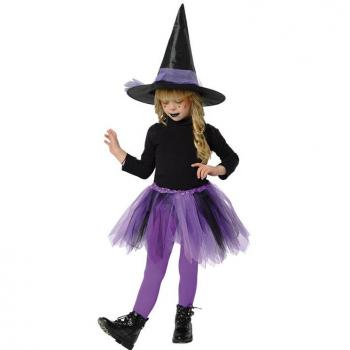 Kit de Bruja Infantil: Tutú lila y Sombrero