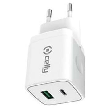 Cargador de Pared Celly 20W USB-C Blanco para Smartphone, Corriente Alterna, Interior