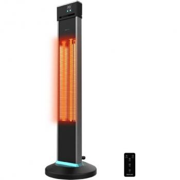 Cecotec ReadyWarm 2000 Power Tower Estufa de Exterior 2000W con Mando a Distancia, Color Negro