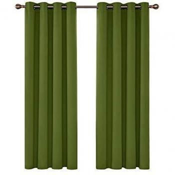 Deconovo Cortinas de Salon Opacas para Ventanas Moderna con Ojales 2 Piezas 117 x 183 cm Verde
