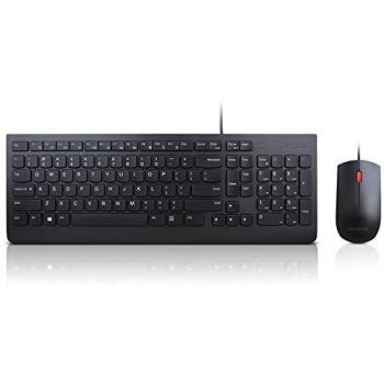 Combo Esencial con Cable LENOVO - Teclado y Ratón USB - Francés AZERTY, A Prueba de Salpicaduras
