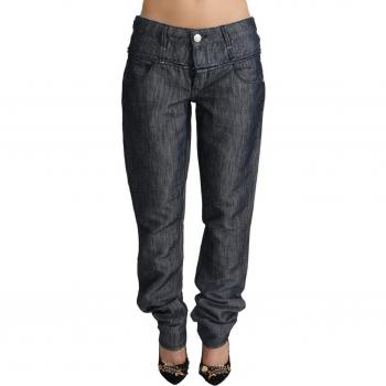 Dark Gray Ramie Mid Waist Straight Leg Jeans - W26