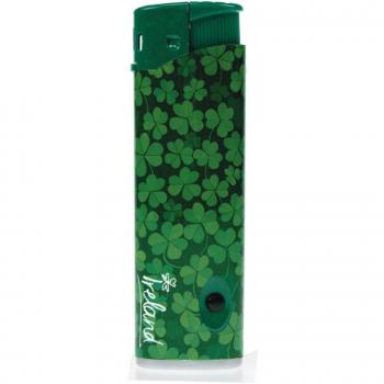 Electric Lighter With Green Shamrock Design And Blue Light