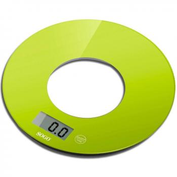 Báscula de Cocina Digital Redonda de Cristal Templado - Capacidad 5kg - Color Verde