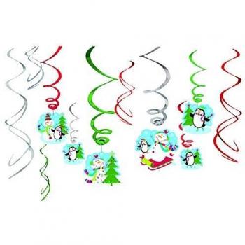 amscan Joyful Snowman - Colgantes Decorativos en Espiral, diseño navideño