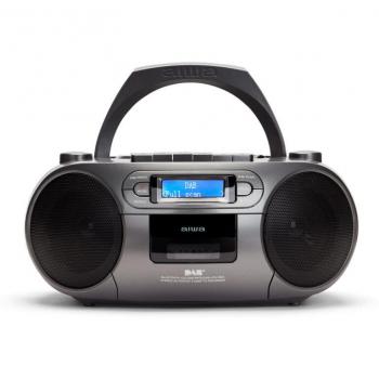 Aiwa BBTC-660DABBK Boombox Portátil con Reproductor de CD/Cassette, Bluetooth, USB, MP3, 4W RMS, Color Negro