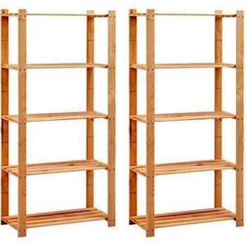 vidaXL 5-Tier Storage Racks 2 pcs 80x38x170 cm Solid Pinewood 250 kg