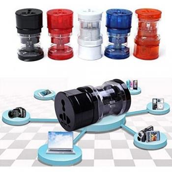 1 Adaptador Universal Todo EN UNO Asia America Europa Rusia Reino Unido Color Negro