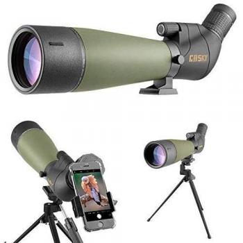 Gosky 20-60x80 Telescopio Terrestre con trípode y adaptador para teléfono inteligente - El alcance impermeable más nuevo para tiro al blanco Caza Observación de aves Paisaje de vida silvestre