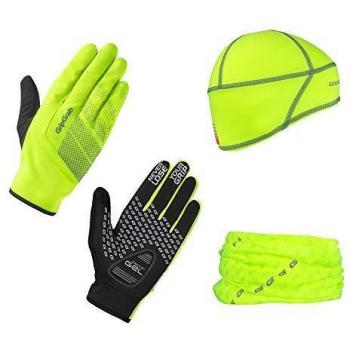 GripGrab Hi-Vis Cycling Essentials Gift-Box Thermal Winter Bundle-Highly-Visible Touchscreen Gloves, Skull-Cap, Neck-Warmer Guantes Ciclismo Invierno, Unisex-Adult, Amarillo Neón, S