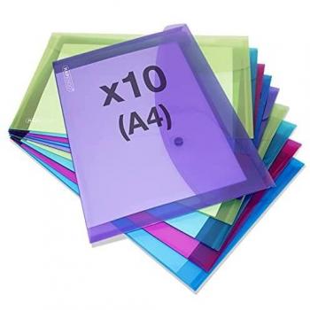 Sobre Portafolios con Broche de Presión A4+ Semi-Transparente - Pack de 10 Unidades - Rapesco