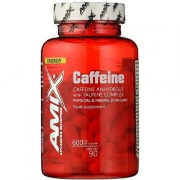 AMIX - Complemento Alimenticio - Caffeine 200 Mg With Taurine - 90 Cápsulas - Mejora la Resistencia - Ayuda a la Concentración - Suplemento Alimenticio de Cafeína
