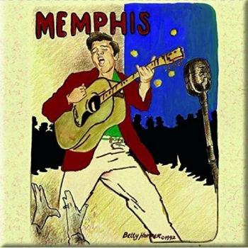 Imán de Nevera Oficial Elvis Presley Memphis 76x76 mm Amarillo