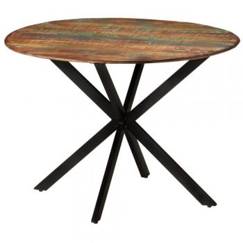 vidaXL Dining Table Ø110x78 cm Solid Wood Reclaimed and Steel