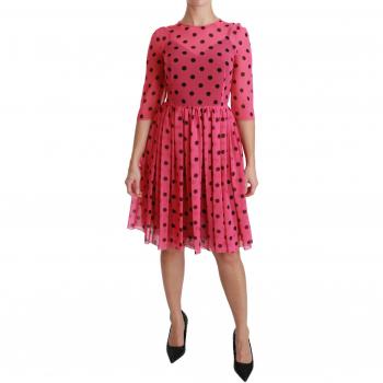 Dolce & Gabbana Pink Polka Dots A-line Knee Length Dress - IT38|XS