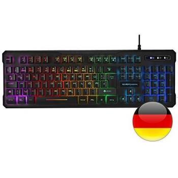Mars Gaming MK218 Teclado, 9 Efectos RGB, Antighosting, Layout Alemán, Negro