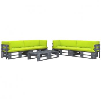 Juego de Muebles de Palets 6 Piezas con Cojines de Madera de Pino Impregnada Gris