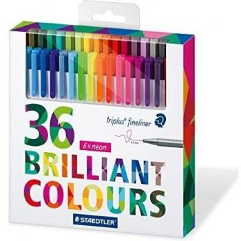 Staedtler 334 C36 - Pack de 36 rotuladores de punta fina, tinta multicolor
