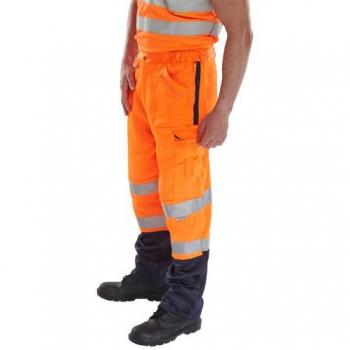 Dos tonos Hi Vis Pantalones de polialgodón, Orange/Navy, XXL