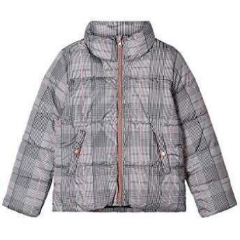 NAME IT Chaqueta acolchada con cuello alto a cuadros para niñas. gris congelado. 116 cm