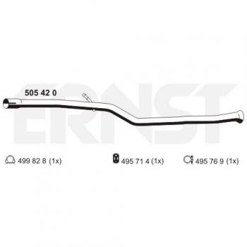 Tubo de escape ERNST 505420, Abgasrohr medio sin accesorios para Peugeot 206 3/5 puertas y Berline