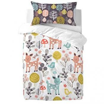 Juego de Funda Nórdica Moshi Moshi Woodland Multicolor para Cuna de Bebé 2 Piezas (100 x 135 cm + 60 x 40 cm)