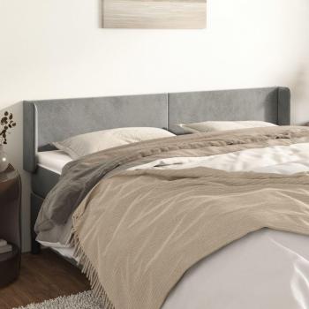 Cabecero de oreja gris claro 203x16x78/88 cm en terciopelo vidaXL