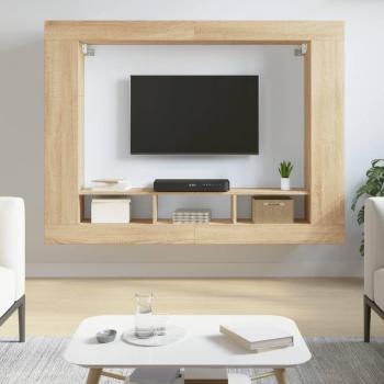Soporte para TV de madera multicapa en color roble Sonoma, dimensiones 152x22x113 cm