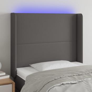 Cabecero LED gris en cuero sintético 103x16x118/128cm