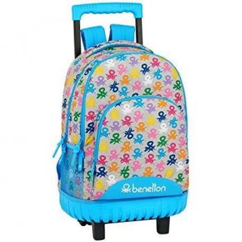 Safta Mochila Escolar Grande con Ruedas de Benetton, 320x140x460mm, Multicolor