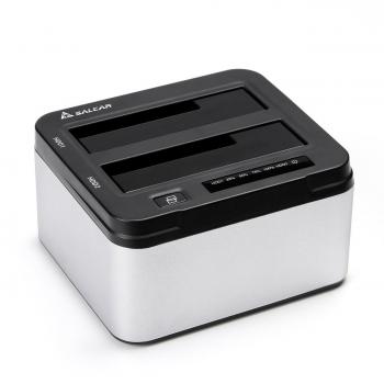 SALCAR Base de conexión para Discos Duros SATA HDD/SSD 2,5 y 3,5 USB 3.0 con función de clon Offline y 2 bahias