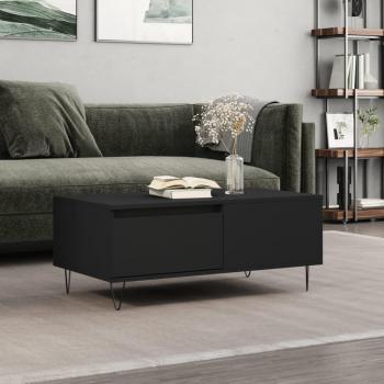 Mesa de centro madera contrachapada 90x50x36,5 cm en colores Blanco, Negro y Roble Sonoma - Mesita de Salón o Comedor o Auxiliar - Mesa de Café Meuble Salón
