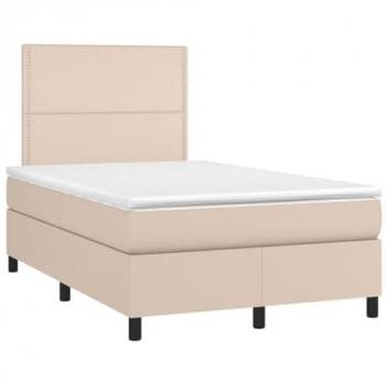 Cama box spring con colchón de cuero sintético capuchino 120x190cm