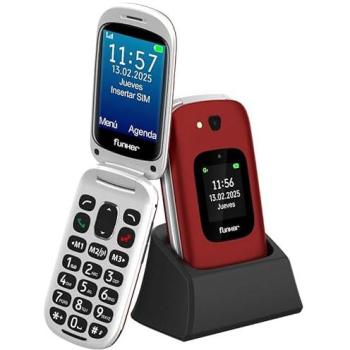 Teléfono Móvil Funker E350 MAX Audio3 Plus 4G Rojo con Tapa Fácil de Usar, Teclas y Pantalla Grandes, Compatible con Audífonos, Volumen Fuerte Amplificador y Botón SOS