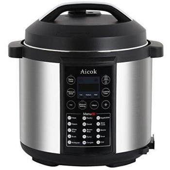 Aicok 7-en-1 Olla a Presión Eléctrica, Multi-Funcional Olla de Presión Programable, 6 Liter / 1000W