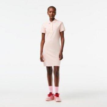 Vestido recto rosa Lacoste para mujer, vestido polo de piqué elástico