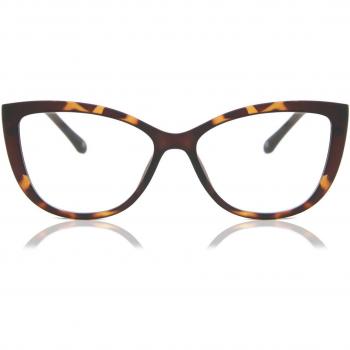 Cat Eye Clip-On TR90 Tortoiseshell Women's Prescription Glasses - Blue Light Blocking - SmartBuy Collection
