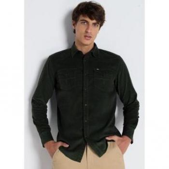 Camisa micropana de manga larga verde para hombre Lois