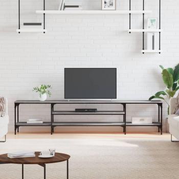 Mueble para TV Sonoma gris 201x35x45 cm multicapa de madera y hierro