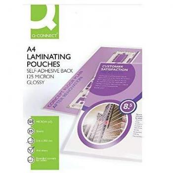 Q-Connect A4 Sticky-Backed Laminating Pouches 125 Micron KF24056 - Pack of 25