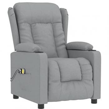 Sillón de masaje eléctrico tela gris claro Vidaxl