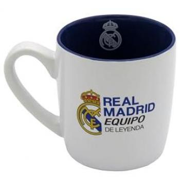 Taza Cerámica Bicolor Real Madrid 380ml Apta para Lavavajillas y Microondas
