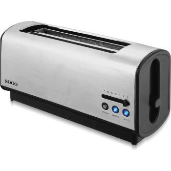 Tostadora de 4 Rebanadas con 2 Ranuras Largas de Acero Inoxidable, 1200W