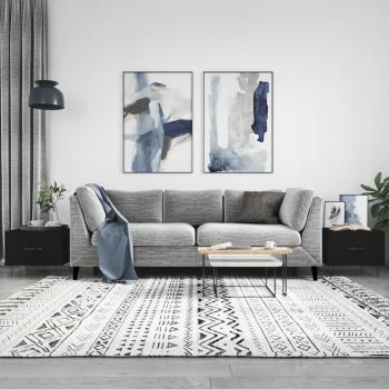 vidaXL Mesa de centro 2 uds madera de ingeniería 50x50x40 cm Blanco y Negro, acabado brillante, ideal para salón o comedor, mesas auxiliares o de café