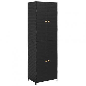 vidaXL Garden Storage Cabinet Black 59x40x180 cm Poly Rattan