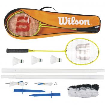 Wilson Set de bádminton Unisex: Raqueta, Pelota, Red, Bolsa, WRT8754003, Naranja/Verde