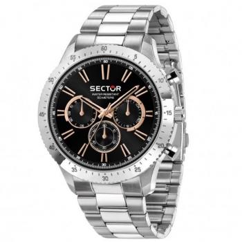 Sector 270 Multifunction Quartz Men's Watch - Stainless Steel Black Dial