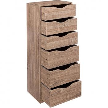 Torre de 6 Cajones para Almacenamiento de Oficina, Salón y Dormitorio en 2 Tamaños de Cajones A4 - FIVE Torre de 6 cajones