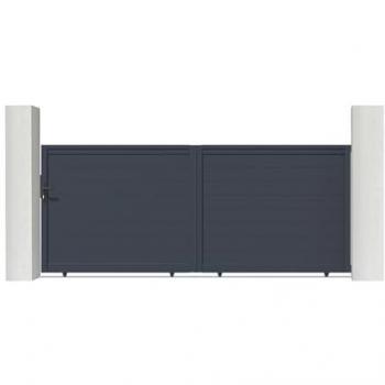 Pack Puerta Corredera Eiger 3,5m 350x140cm + 2 Postes de Aluminio H.166cm Gris